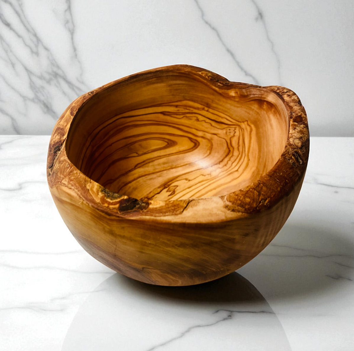 Rustic Live Edge Olive Wood Snack Bowl
