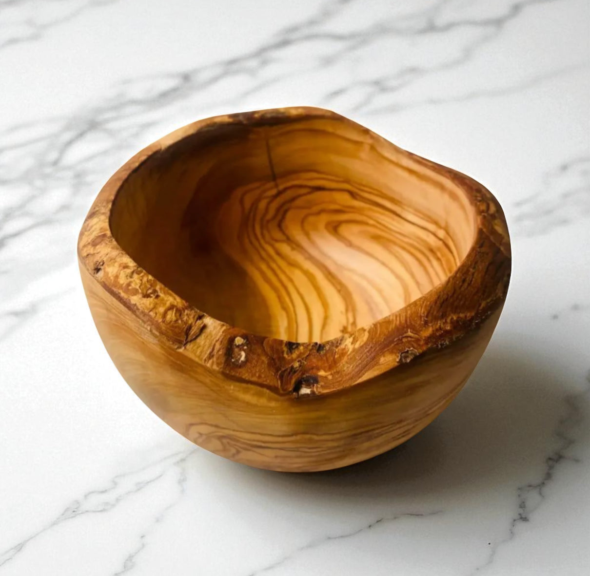 Rustic Live Edge Olive Wood Snack Bowl
