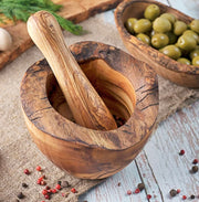 Rustic Mortar Olive Wood Mortar & Pestle Set