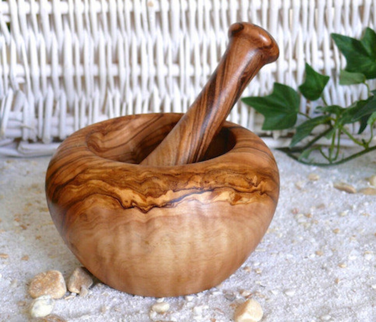 Rustic Mortar Olive Wood Mortar and Pestle